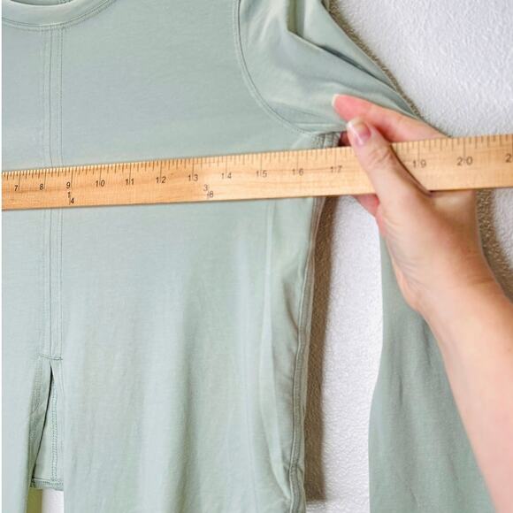 Lululemon Dusty Green Long Sleeve Round Neck Front Tie Crop Top Shirt 6 - Picture 7 of 8